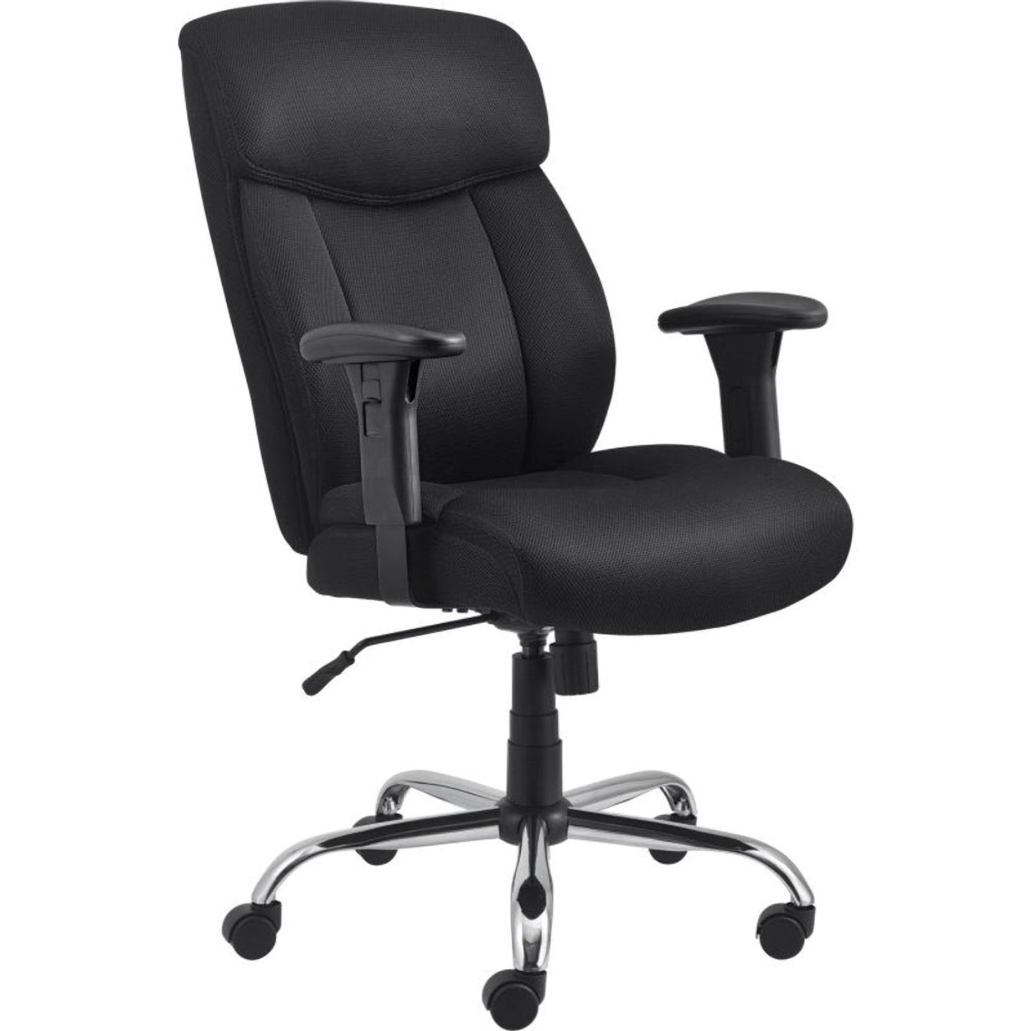 Interion Big & Tall Executive Chair With High Back & Adjustable Arms, Fabric, Black (WB695617)