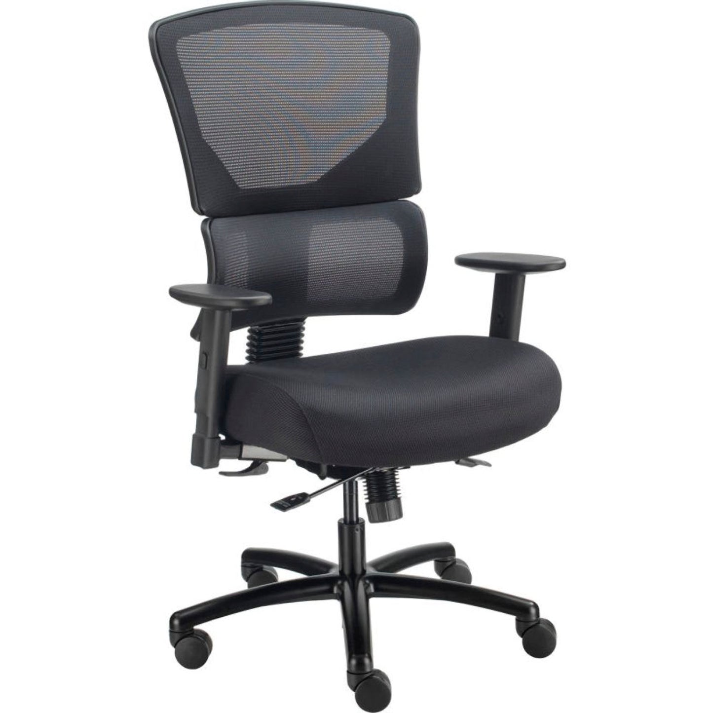 Interion 24 Hour Big & Tall Mesh Back Chair With High Back & Adjustable Arms, Fabric, Black (WB695643)