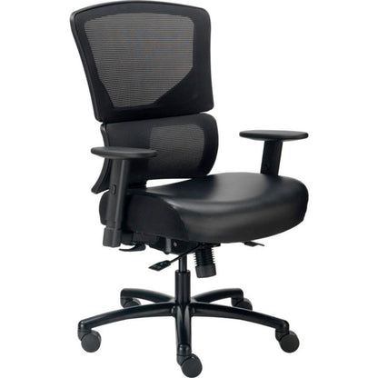 Interion 24 Hour Big & Tall Mesh Back Chair w/High Back & Adj. Arms, Synthetic Leather, Black (WB695643L)