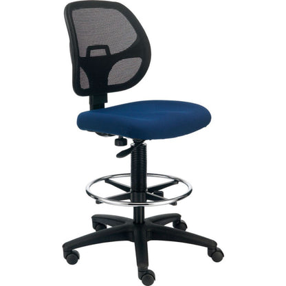 Interion Armless Mesh Drafting Stool - Fabric - Blue (WB695645BL)