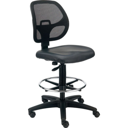 Interion Armless Mesh Drafting Stool - Vinyl - Black (WB695645V)