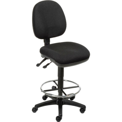 Interion Office Stool - Fabric - 360° Footrest - Black (WB808659BK)