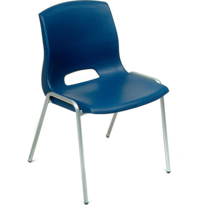 Interion Merion Collection Stacking Chair With Mid Back, Plastic, Blue (WB808665BL)