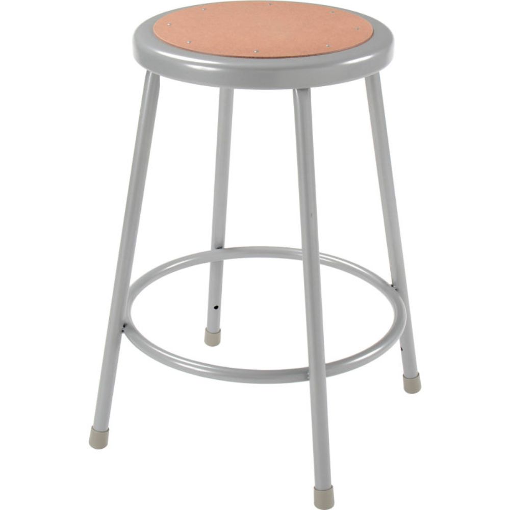 Interion 24"H Steel Work Stool with Hardboard Seat - Backless - Gray - Pack of 2 (WBB2157619)