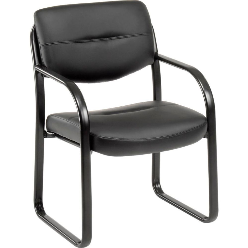 Interion Waiting Room Chair with Arms - Leather - Black (WBB522142)