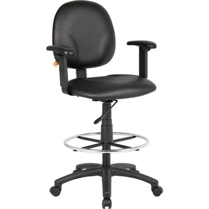 Interion Drafting Stool with Arms and Footring - Vinyl - Black (WBB629775)