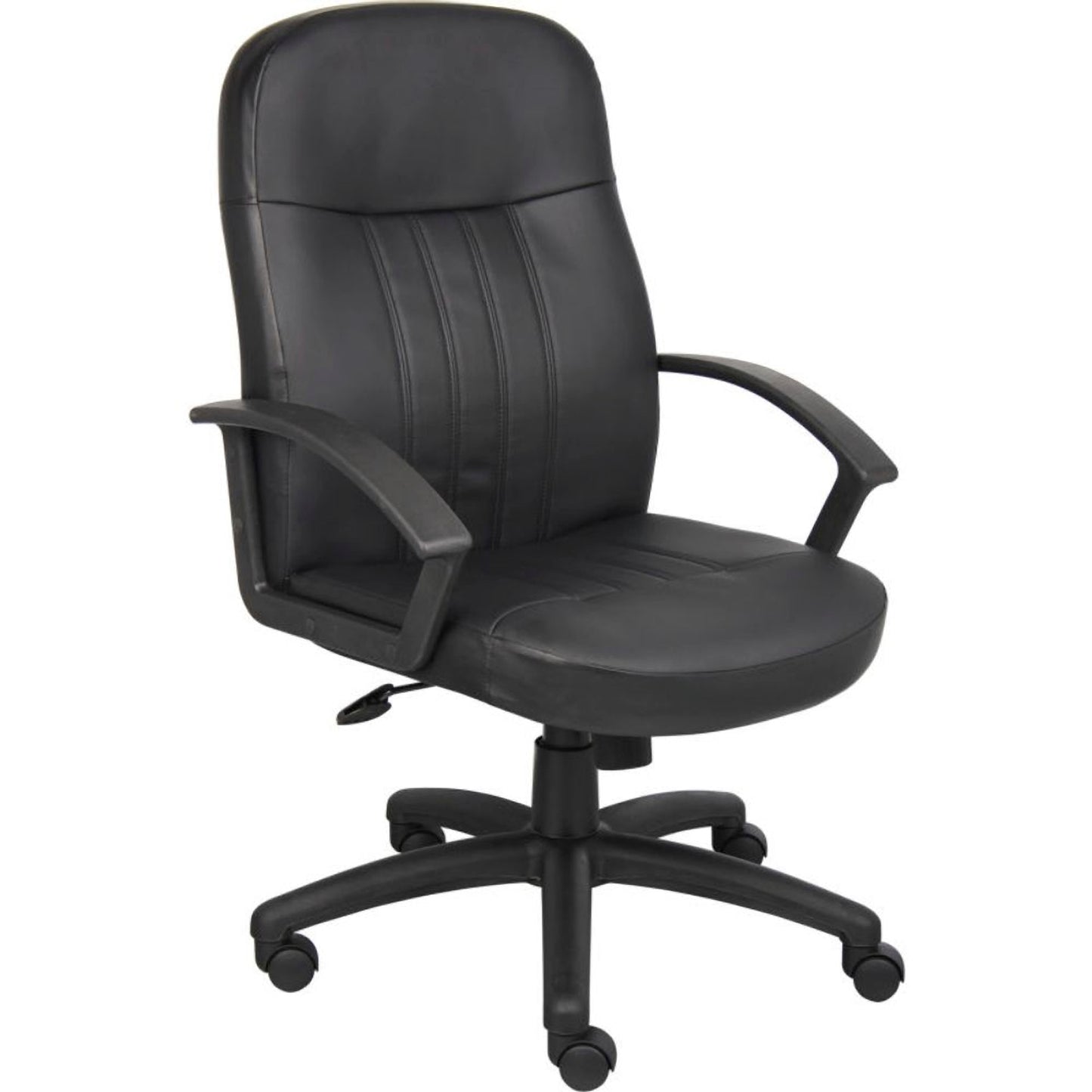 Interion Executive Office Chair With High Back & Fixed Arms, Synthetic Leather, Black (WBB629805)
