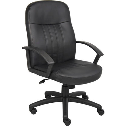 Interion Executive Office Chair With High Back & Fixed Arms, Synthetic Leather, Black (WBB629805)