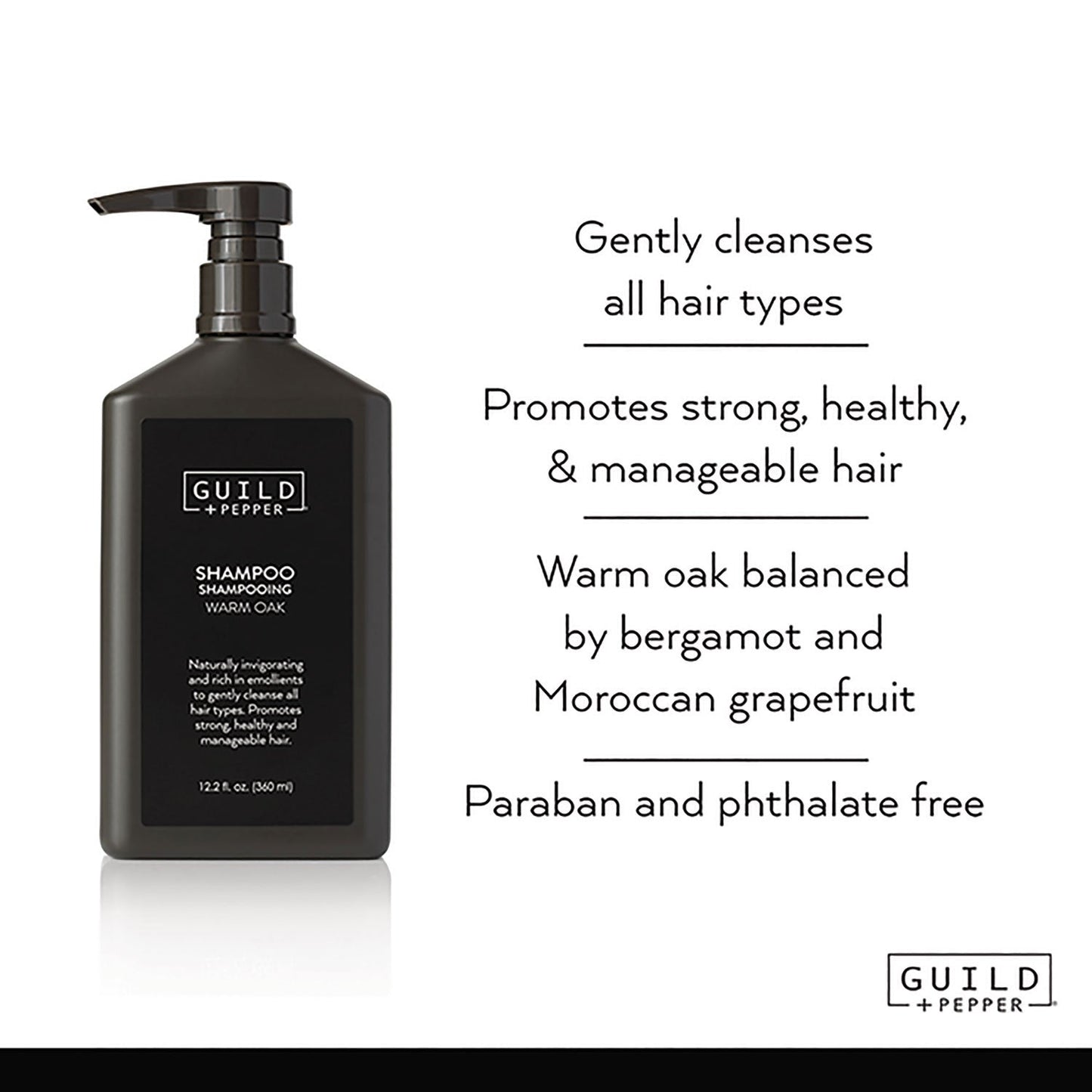 Guild+Pepper Shampoo, Warm Oak, 12.2 oz Bottle, 12/Carton (GIS100302)
