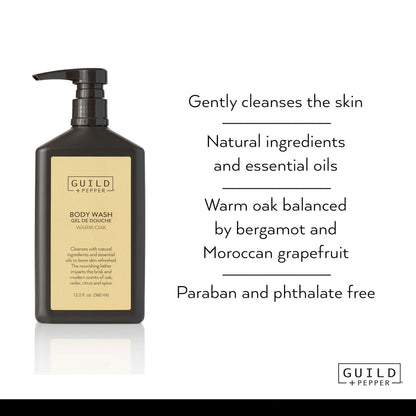 Guild+Pepper Shower Gel, Warm Oak, 12.2 oz Bottle, 12/Carton (GIS100304)