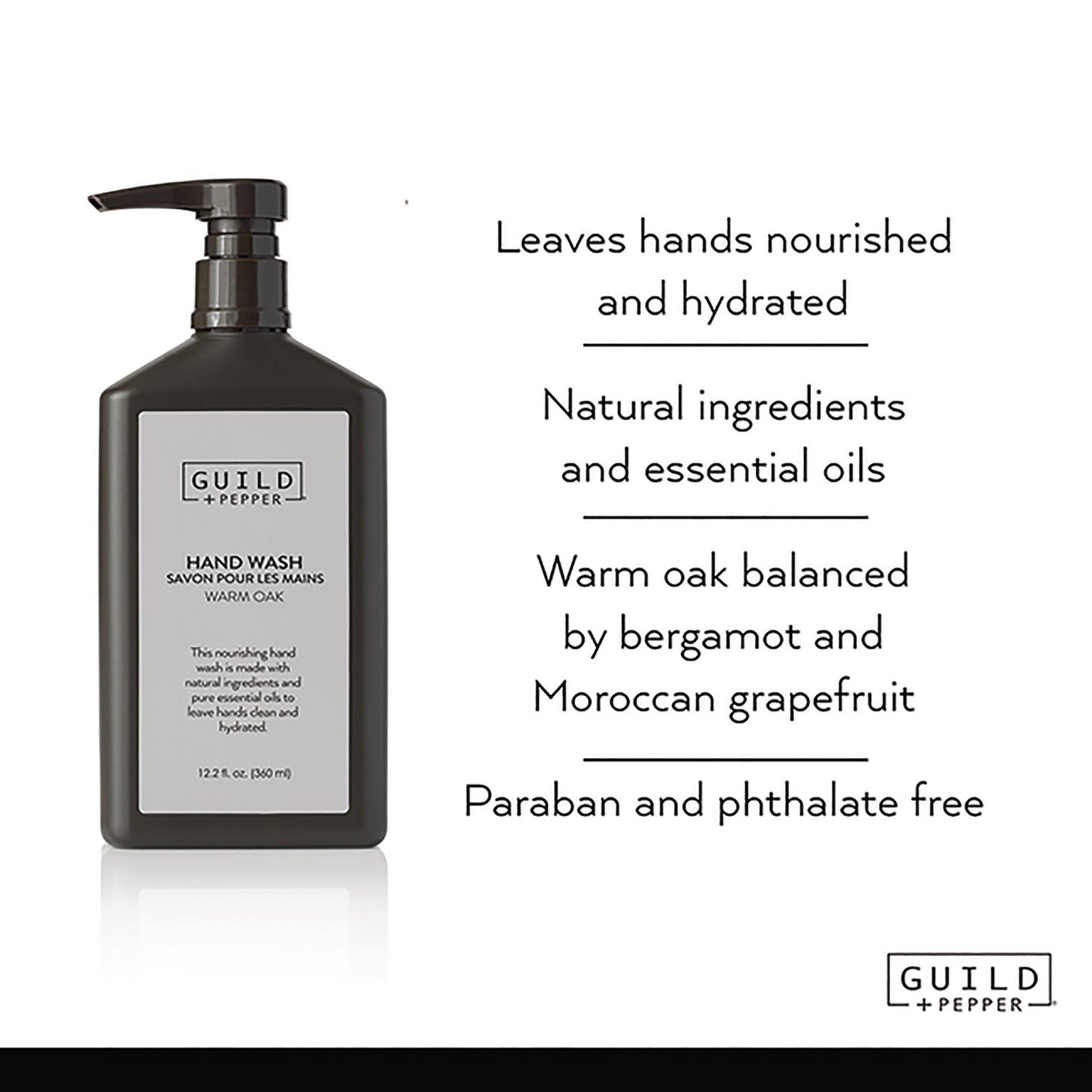 Guild+Pepper Hand Wash, Warm Oak, 12.2 oz Bottle, 12/Carton (GIS100306)
