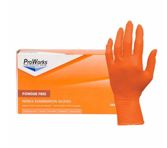 Safety Zone® Nitrile Powder Free 5.5 mil Exam Gloves, Orange, Med, Box of 100 (SZNGL-N105ORFM)