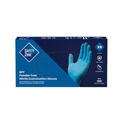 Safety Zone® Nitrile Powder Free 5.5 mil Exam Gloves, Blue, XS, Case of 1000 (SZNGL-N106FXS)