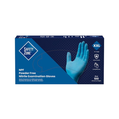 Safety Zone® Nitrile Powder Free 5.5 mil Exam Gloves, Blue, 2XL, Case of 1000 (SZNGL-N106FXX)