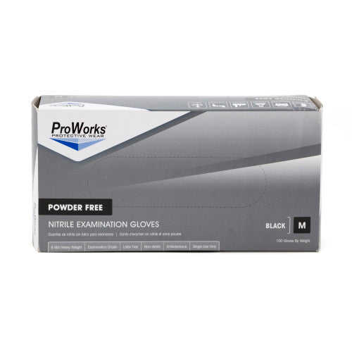 Safety Zone® Nitrile Powder Free 7 mil Exam Gloves, Black, Med, Box of 100 (SZNGL-N107FM)