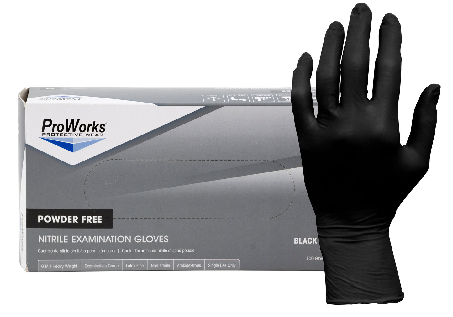 Safety Zone® Nitrile Powder Free 7 mil Exam Gloves, Black, XL, Box of 100 (SZNGL-N107FX)