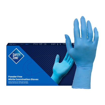 Safety Zone® Nitrile Powder Free 8 mil 12" Exam Gloves, Blue, Lrg, Box of 50 (SZNGL-N108EPF-LG)