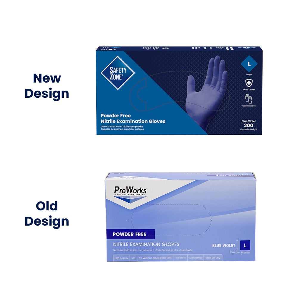 Safety Zone® Nitrile Powder Free 3 mil Exam Gloves, Blue-Violet, XS, Case of 2000 (SZNGL-N125FXS)