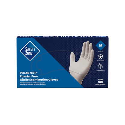 Safety Zone® Nitrile Powder Free 4 mil Exam Gloves, White, Med, Case of 1000 (SZNGL-N133FM)