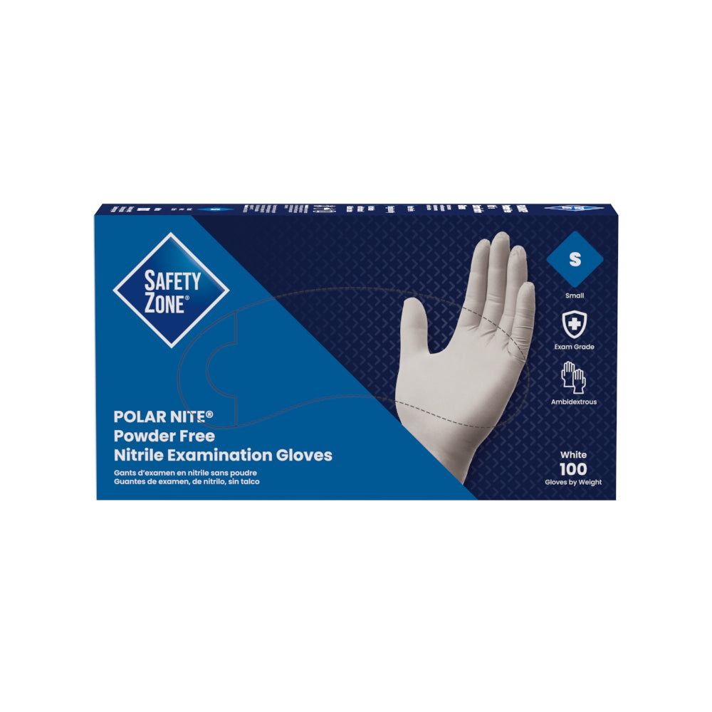 Safety Zone® Nitrile Powder Free 4 mil Exam Gloves, White, Sm, Case of 1000 (SZNGL-N133FS)
