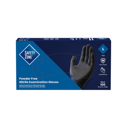Safety Zone® Nitrile Powder Free 5 mil Exam Gloves, Black, Lrg, Case of 1000 (SZNGL-N145FL)