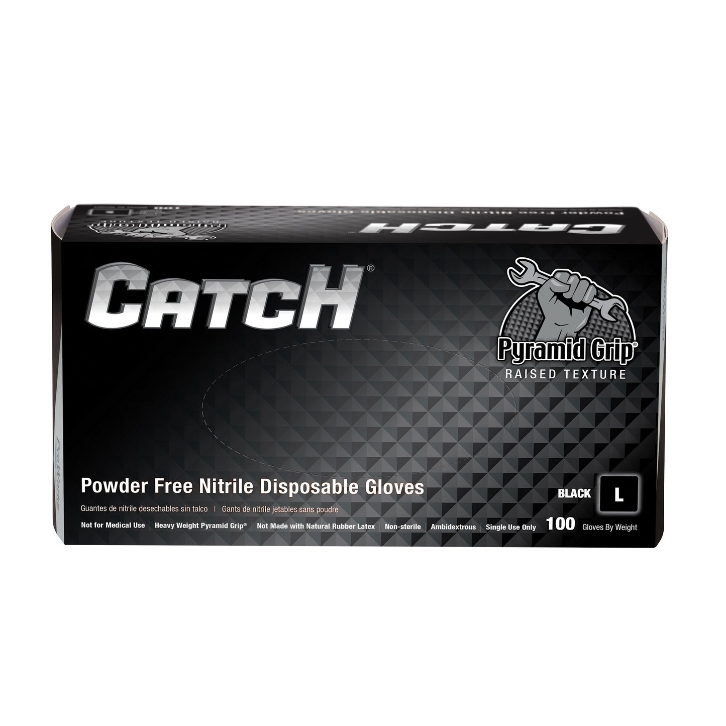 Safety Zone® Nitrile Powder Free 9 mil Pyramid Grip® Gloves, Black, Lrg, Box of 100 (SZNGL-NT107BKFL)