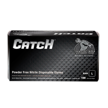 Safety Zone® Nitrile Powder Free 9 mil Pyramid Grip® Gloves, Black, Lrg, Box of 100 (SZNGL-NT107BKFL)