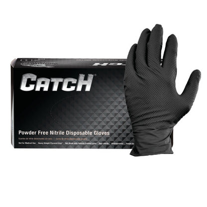 Safety Zone® Nitrile Powder Free 9 mil Pyramid Grip® Gloves Black Med, Box of 100 (SZNGL-NT107BKFM)