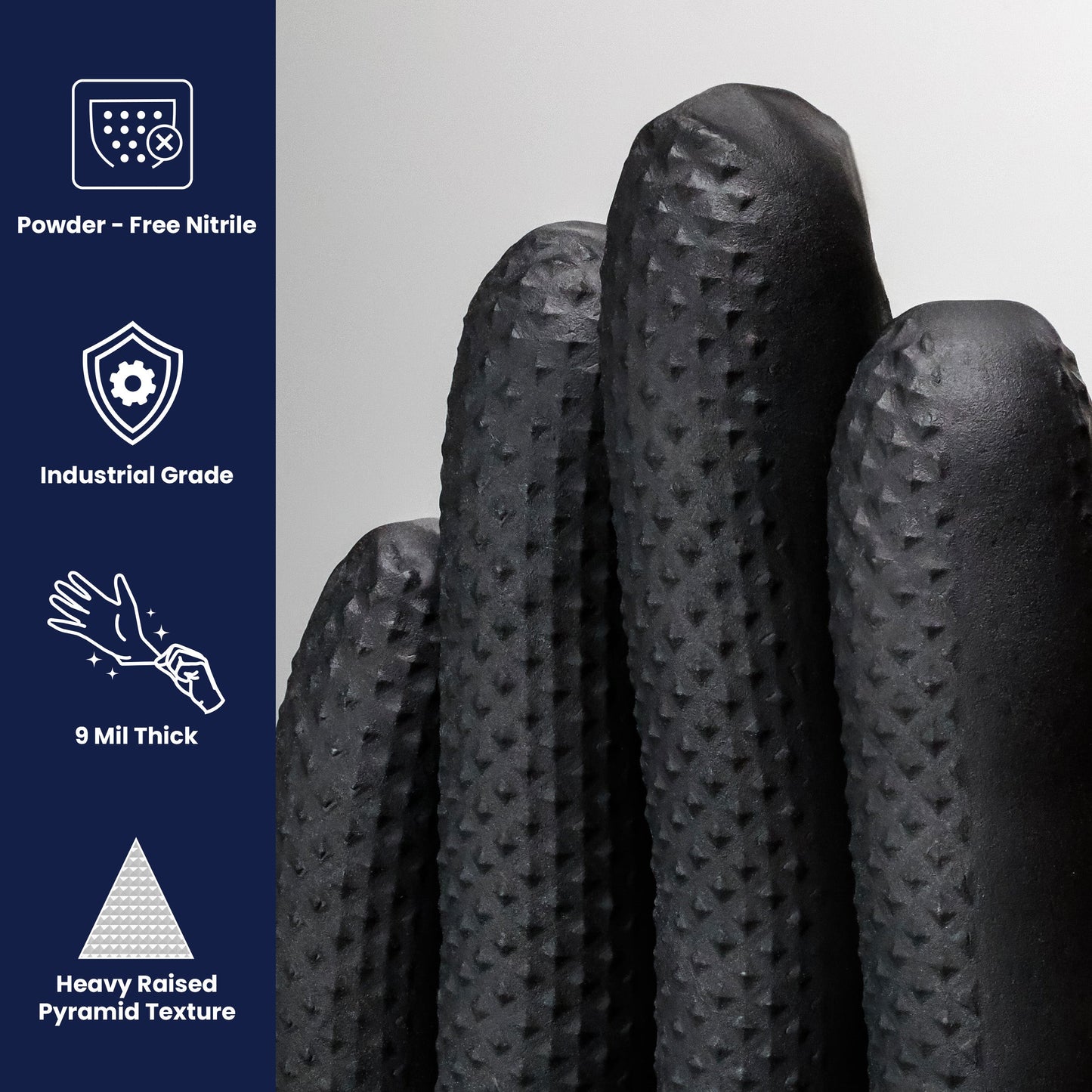 Safety Zone® Nitrile Powder Free 9 mil Pyramid Grip® Gloves Black 2XL, Box of 100 (SZNGL-NT107BKFXX)