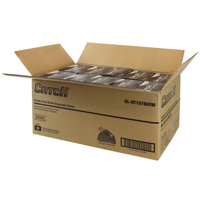 Safety Zone® Nitrile Powder Free 9 mil Pyramid Grip® Gloves Black Med, Box of 100 (SZNGL-NT107BKFM)