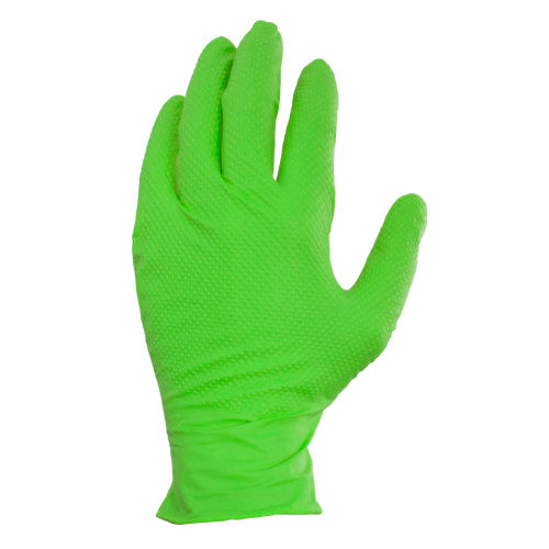 Safety Zone® Nitrile Powder Free 9 mil Pyramid Grip® Gloves Neon Green Med, Box of 100 (SZNGL-NT107NGFM)