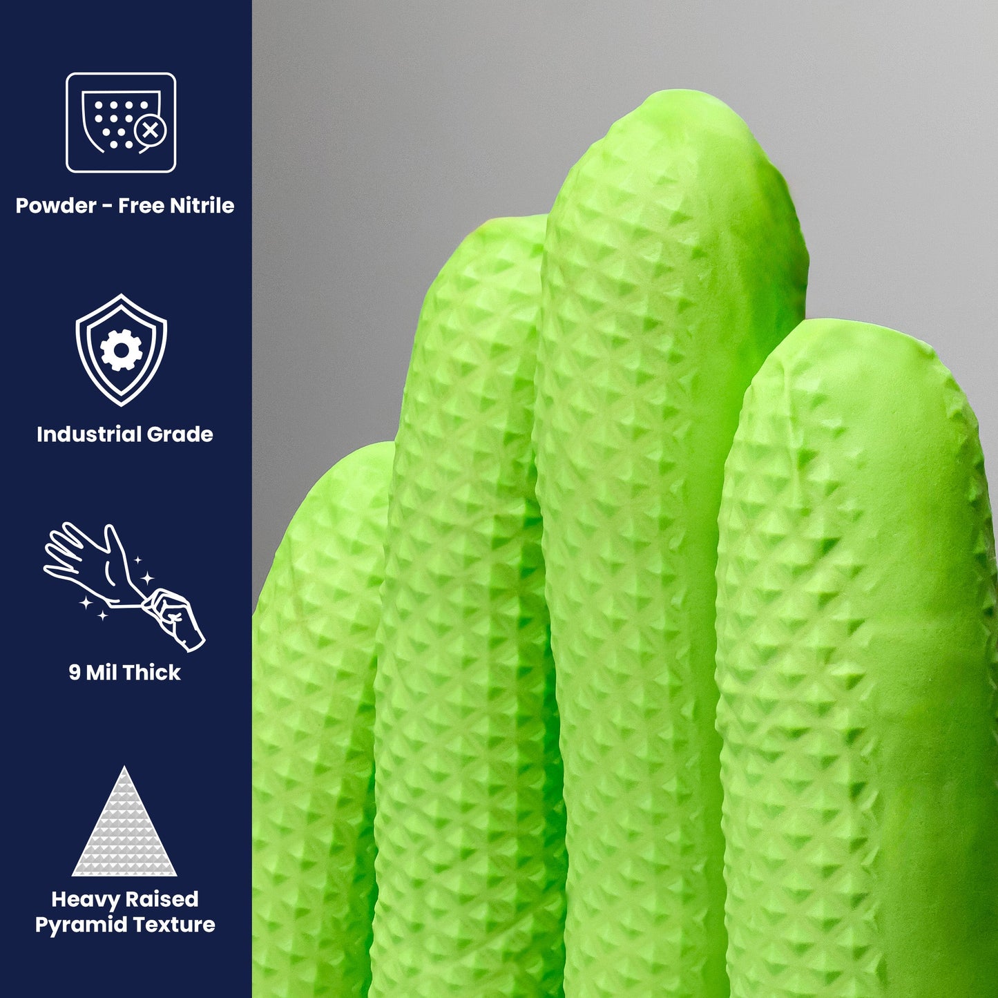 Safety Zone® Nitrile Powder Free 9 mil Pyramid Grip® Gloves, Neon Green, XL, Box of 100 (SZNGL-NT107NGFX)