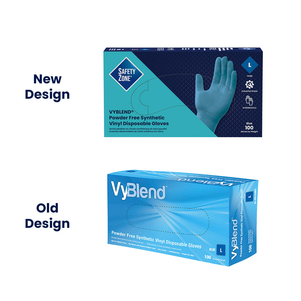 Safety Zone® Synthetic Vinyl Powder Free 4.5 mil Gloves, Blue, Lrg, Case of 1000 (SZNGL-VN104BFL)