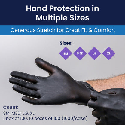 Safety Zone® Synthetic Vinyl Powder Free 4.5 mil Gloves, Black, Med, Case of 1000 (SZNGL-VN104BKFM)