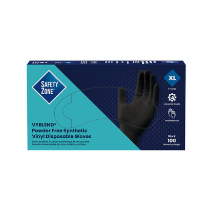 Safety Zone® Synthetic Vinyl Powder Free 4.5 mil Gloves, Black, XL, Case of 1000 (SZNGL-VN104BKFX)
