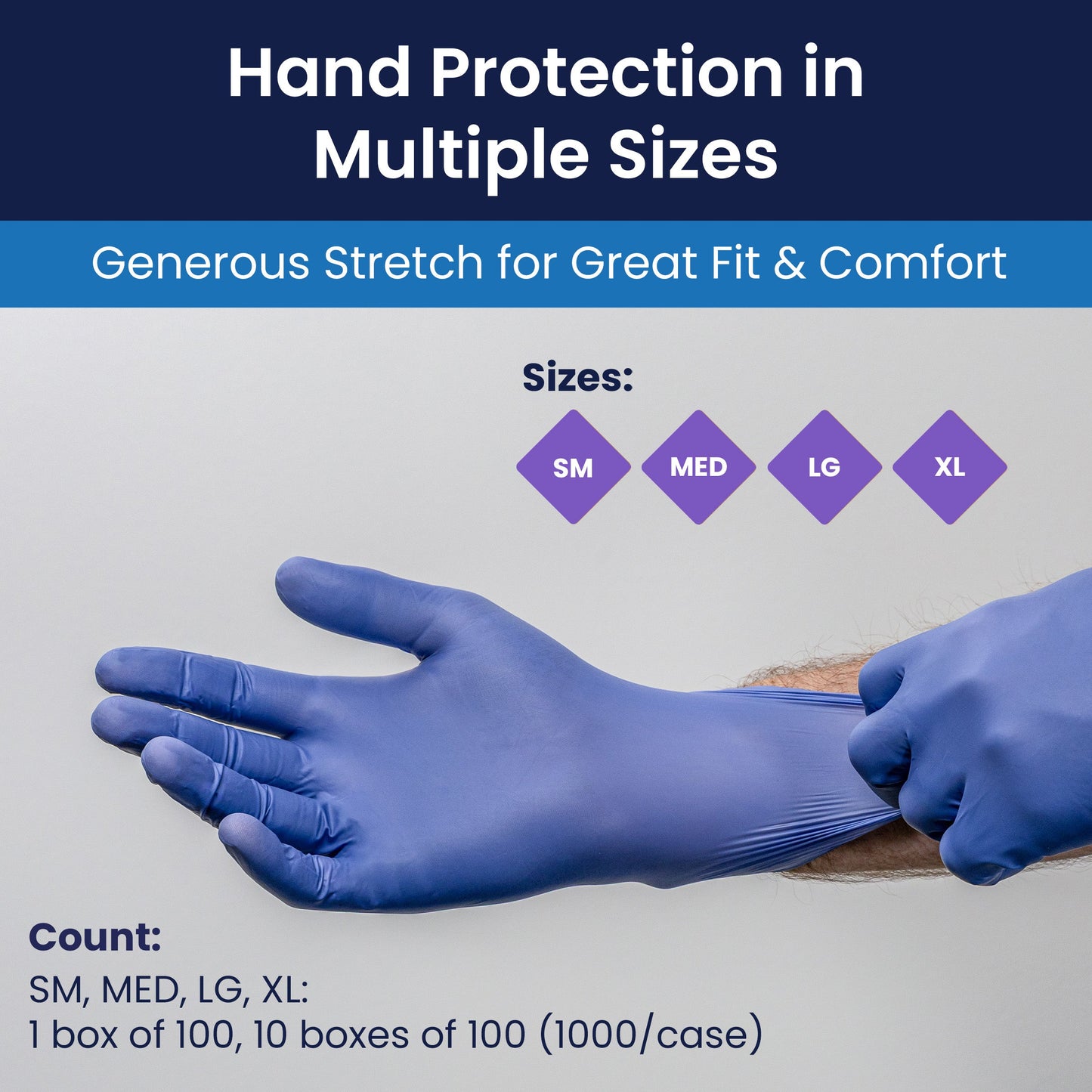 Safety Zone® Synthetic Vinyl Powder Free 4.5 mil Gloves Blue-Violet XL, Case of 1000 (SZNGL-VN104VBFX)