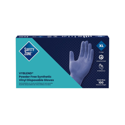 Safety Zone® Synthetic Vinyl Powder Free 4.5 mil Gloves Blue-Violet XL, Case of 1000 (SZNGL-VN104VBFX)