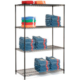 Nexel 5 Shelf, Black Epoxy Wire Shelving Unit, Starter, 48"W x 18"D x 74"H (WBB2335819)