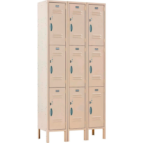 Global Industrial Capital 3-Tier 9 Door Locker, 36"W x 15"D x 78"H, Tan, Assembled (WB292817)