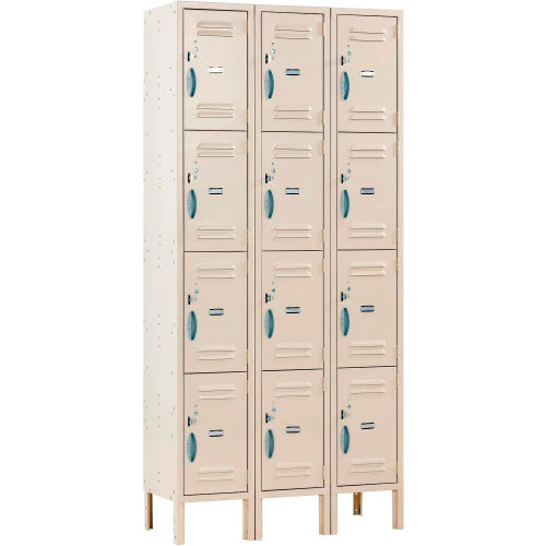 Global Industrial Capital 4-Tier 12 Door Locker, 36"W x 15"D x 78"H, Tan, Assembled (WB292818)