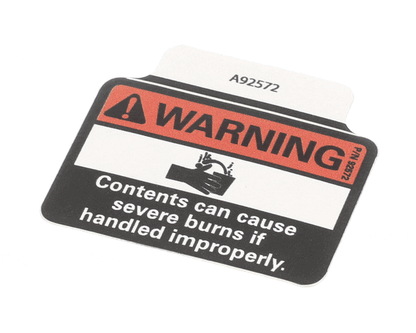 Crathco Grindmaster Cecilware A92572 Decal Warning Splash (GMA92572)