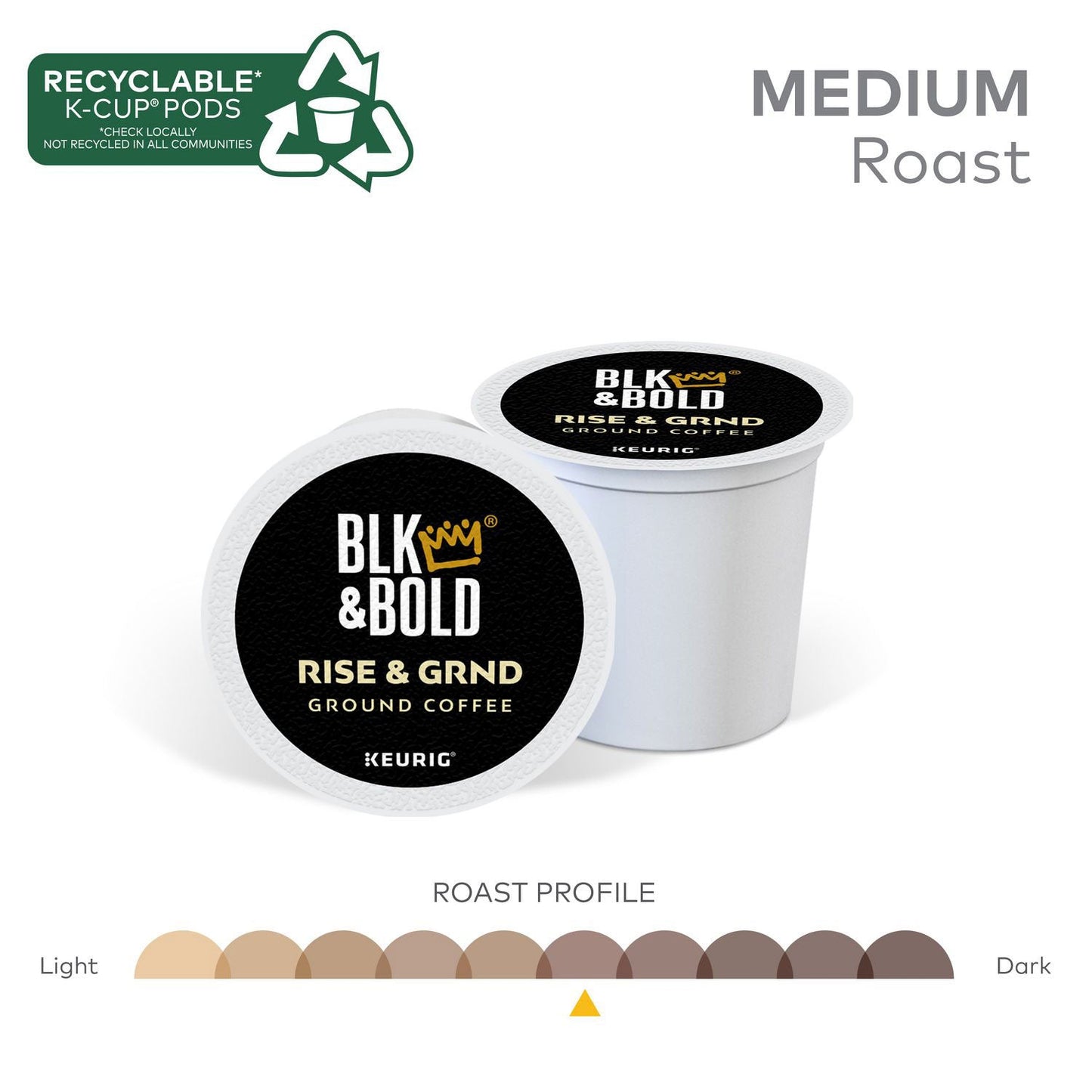 BLK & Bold Rise and GRND K-Cups, 0.41 oz K-Cup, 20/Box (GMT0055)