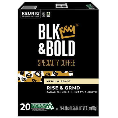 BLK & Bold Rise and GRND K-Cups, 0.41 oz K-Cup, 20/Box (GMT0055)