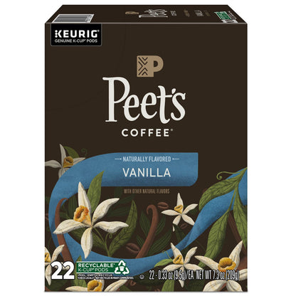 Peet's Vanilla K-Cups, 0.33 oz K-Cup, 22/Box (GMT2708)