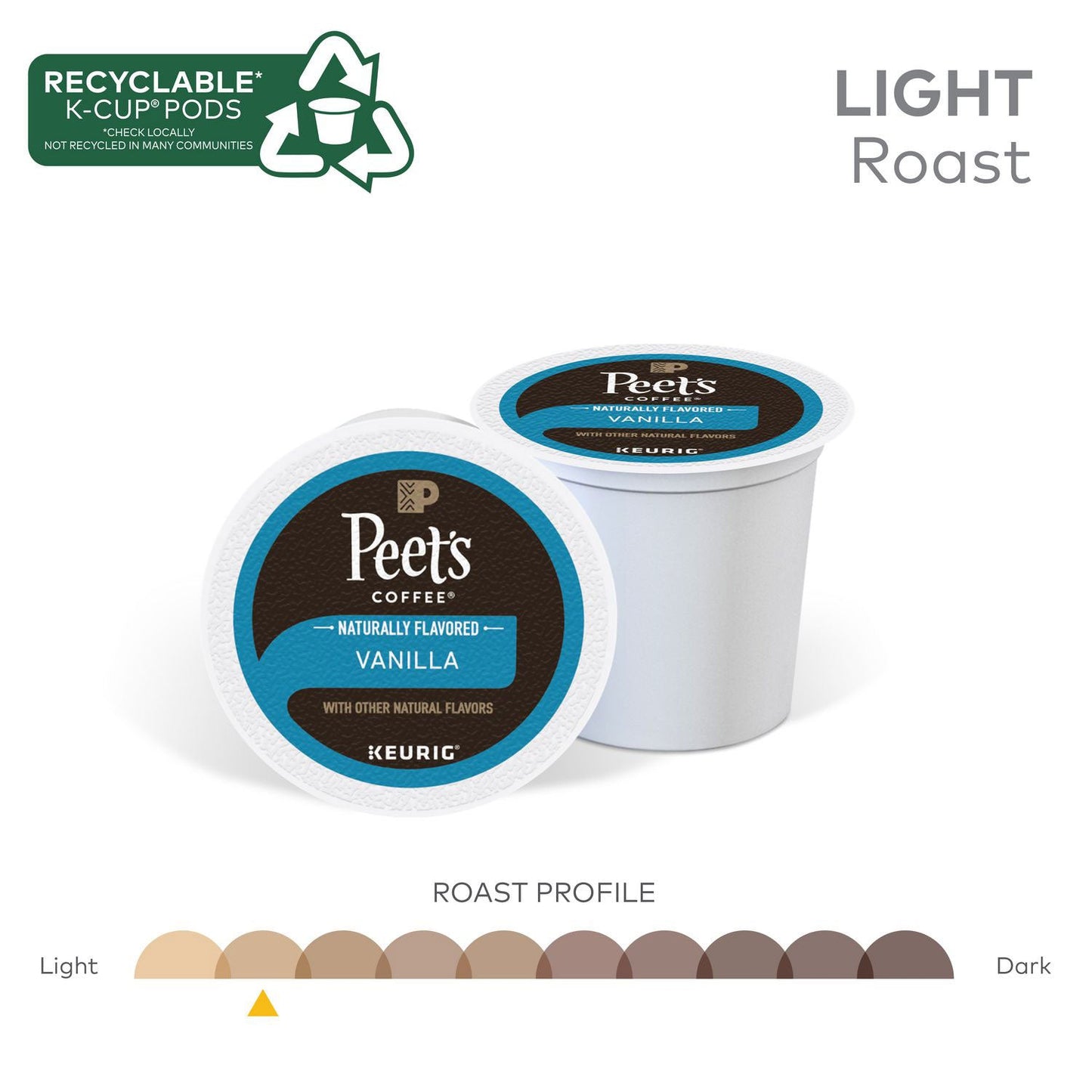 Peet's Vanilla K-Cups, 0.33 oz K-Cup, 22/Box (GMT2708)