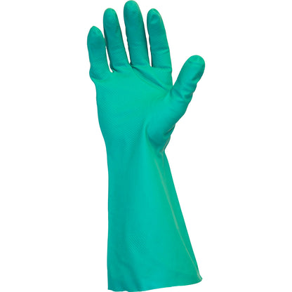 Safety Zone® Nitrile Flock Lined 15 mil Gloves, Green, Med, 12 Pairs (SZNGNGF-MD-15)