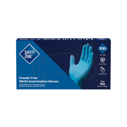 Safety Zone® Nitrile Powder Free 4 mil Exam Gloves, Blue, 2XL, Case of 1000 (SZNGNPR-2X-1M)