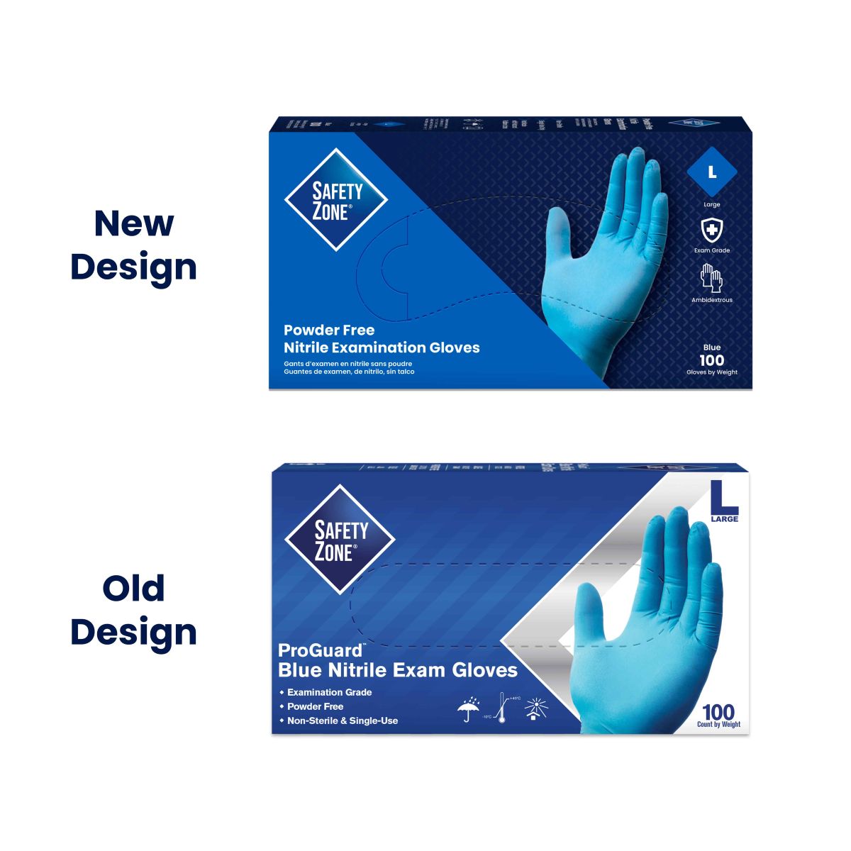 Safety Zone® Nitrile Powder Free 3 mil Exam Gloves, Blue, Lrg, Case of 1000 (SZNGNPRLG1ACT)