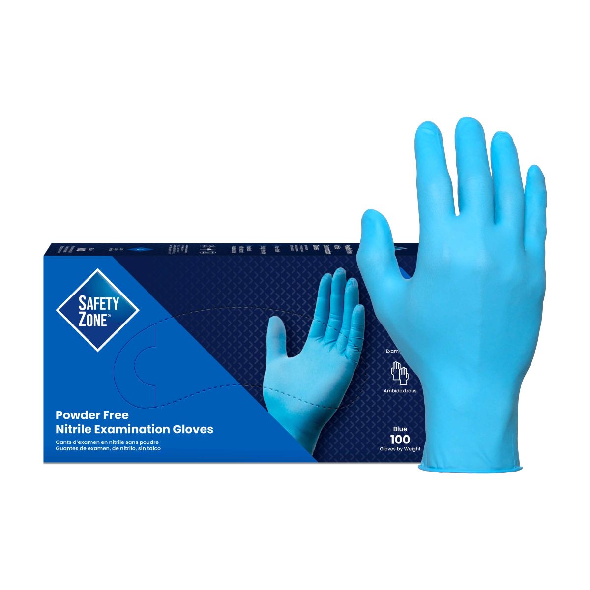 Safety Zone® Nitrile Powder Free 3 mil Exam Gloves, Blue, Med, Case of 1000 (SZNGNPRMD1ACT)