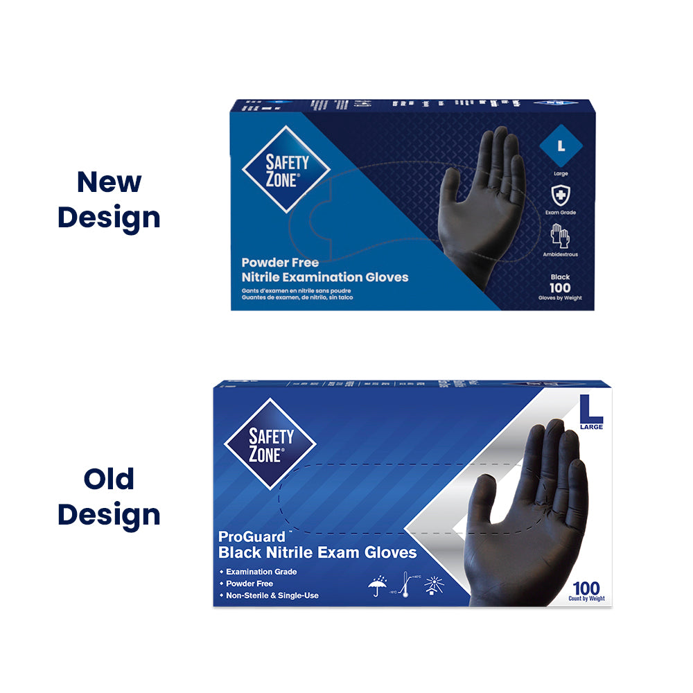 Safety Zone® Nitrile Powder Free 3.5 mil Exam Gloves, Black, Med, Case of 1000 (SZNGNPRMDBKCT)